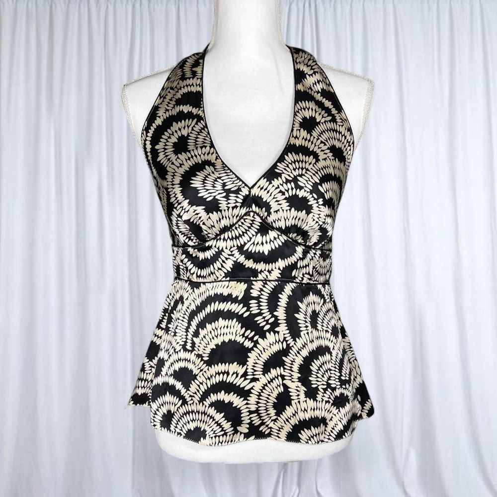 The Limited Silk Halter Top Black White Print Vintage Y2K